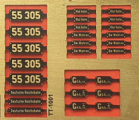 Ätzschildersatz 55 305, DRG, Epoche II, Messing