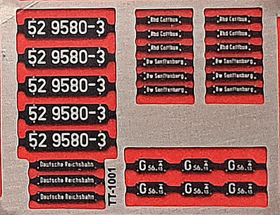 Ätzschildersatz 52 9580-3, DR, Epoche IV, Einkammer-Kst.